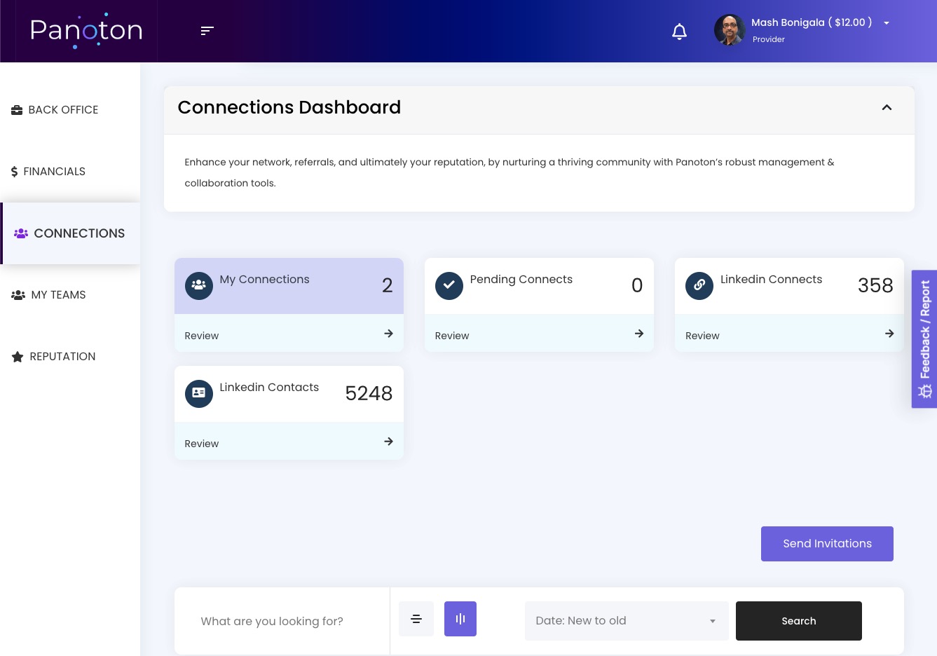 Connections in the Panoton app
